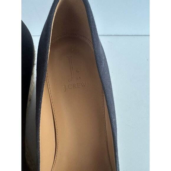 J. Crew Seville Women's Navy Blue Closed Toe Canvas Wedge Espadrille Shoes 9.5 - Picture 5 of 13